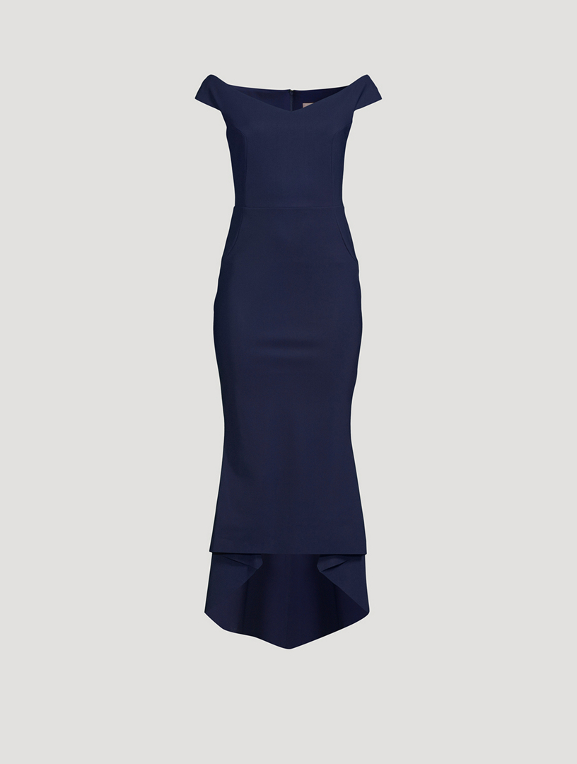 Jen Broderie Cotton Midi Dress - Navy