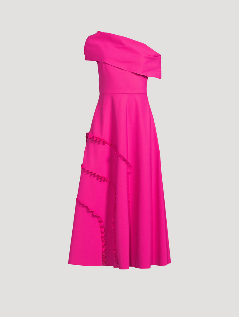 Riku Asymmetric Ruffled Midi Dress