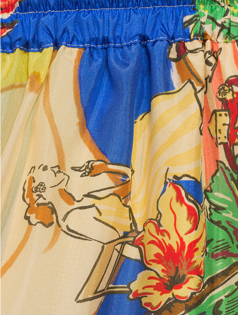 Alight Silk Shorts Nautical Map Print