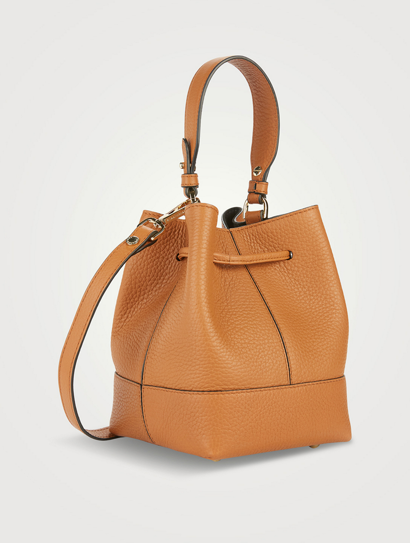 Brown leather bucket outlet bag