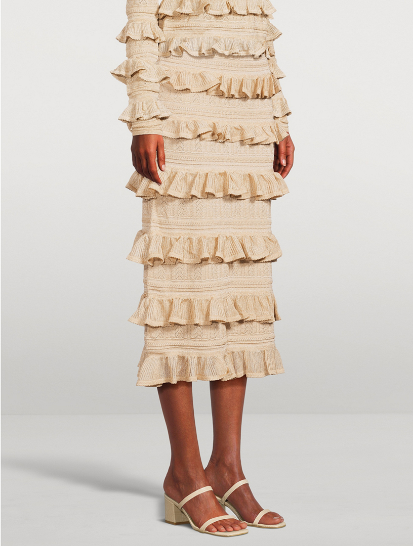 Matchmaker Ruffled Lurex Midi Skirt