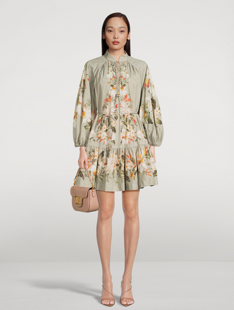 Lexi Puff-Sleeve Mini Dress Floral Print