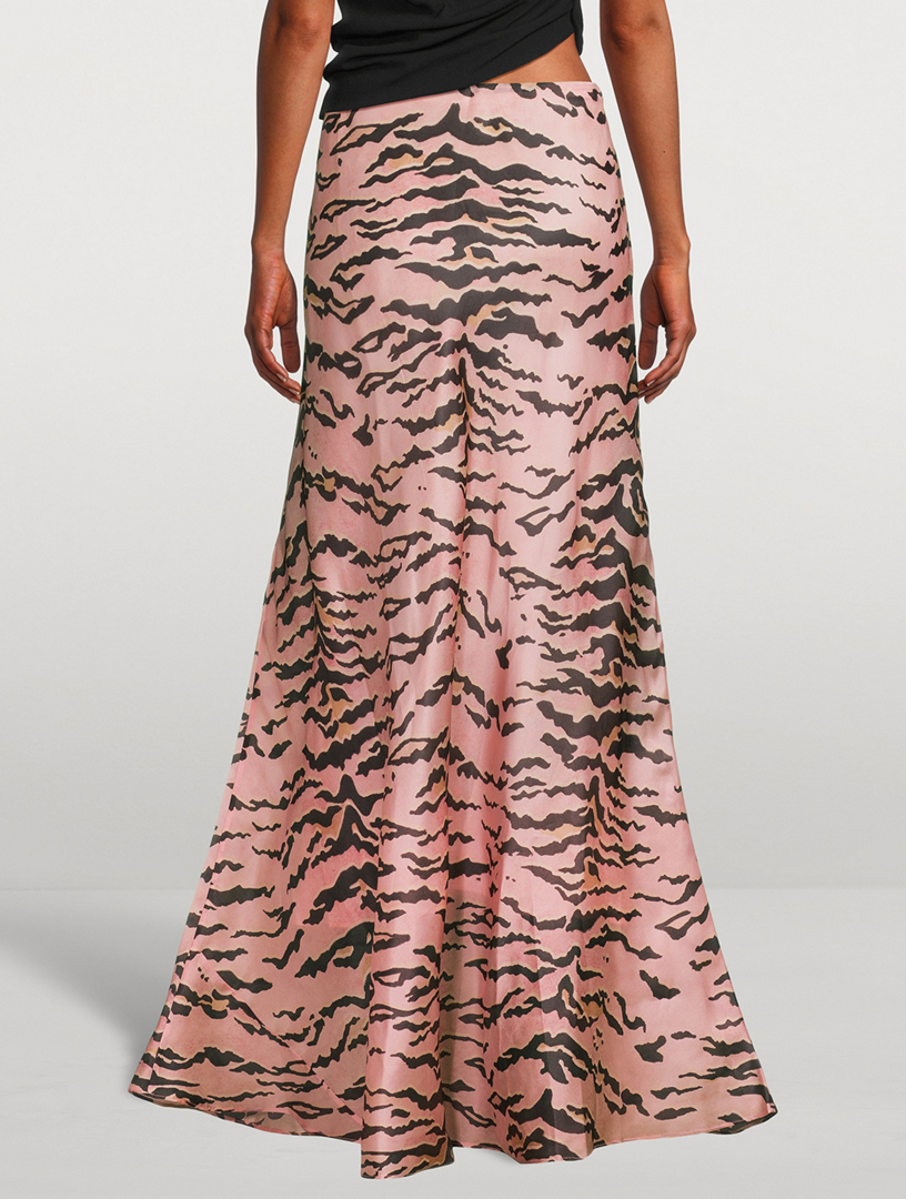 Matchmaker Bias Silk Skirt Tiger Stripe Print