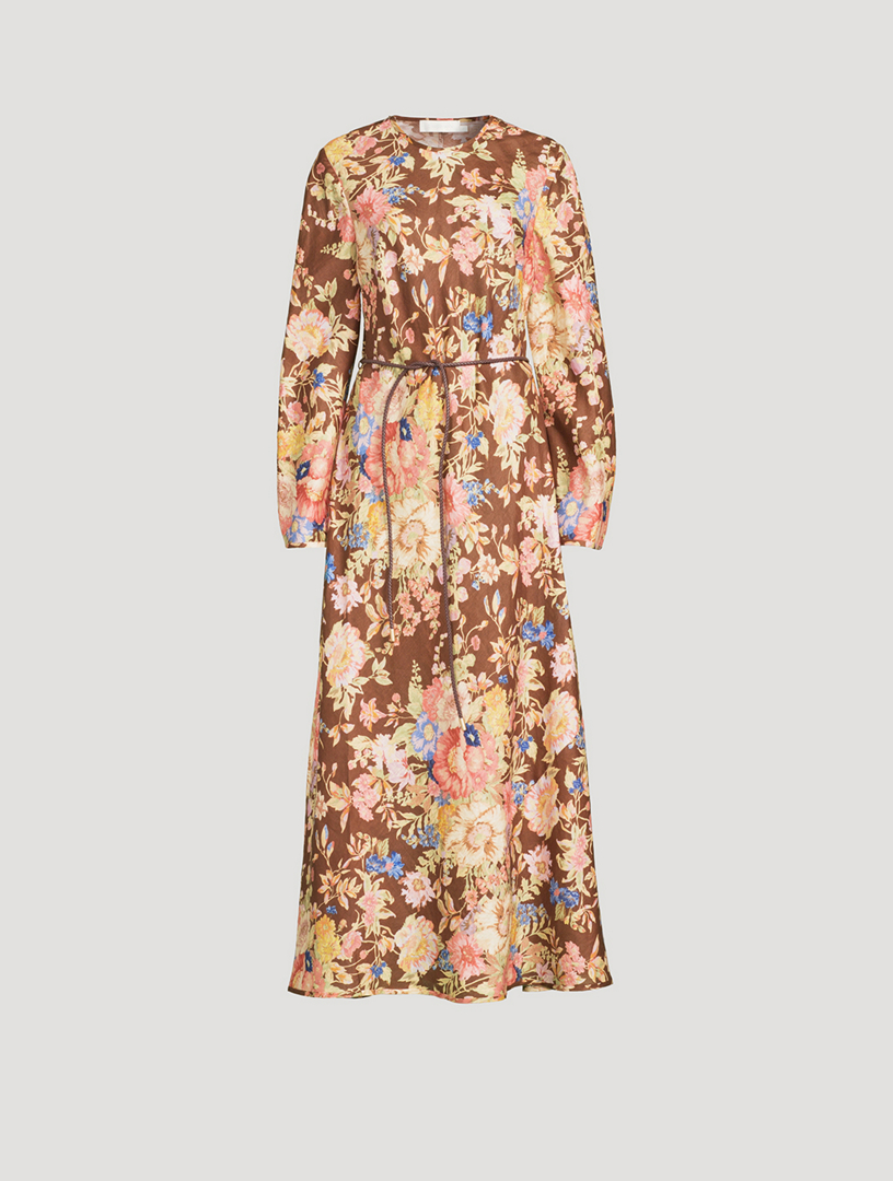 Floral print long hot sale sleeve maxi dress