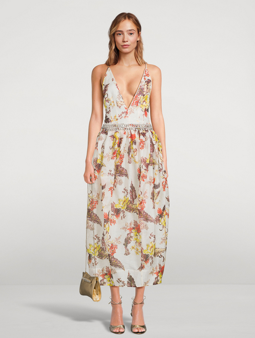 ZIMMERMANN Matchmaker Midi Dress In Floral Print | Holt Renfrew