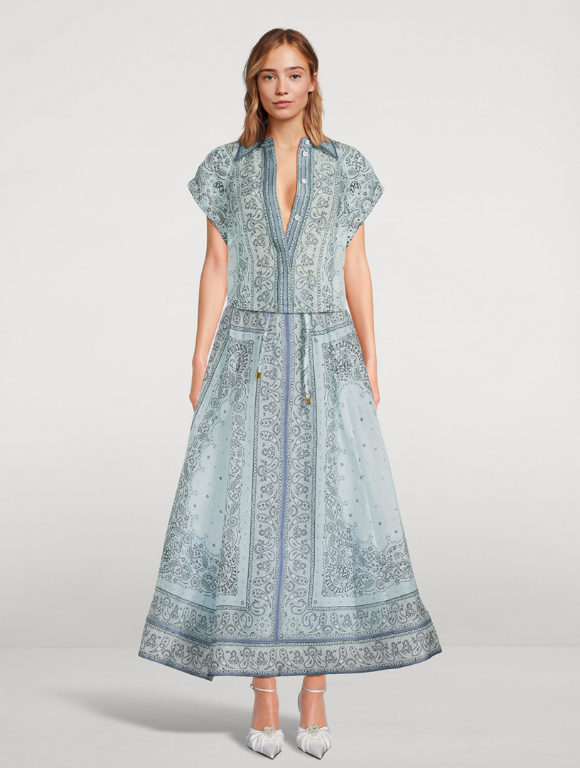 Matchmaker Linen And Silk Midi Skirt