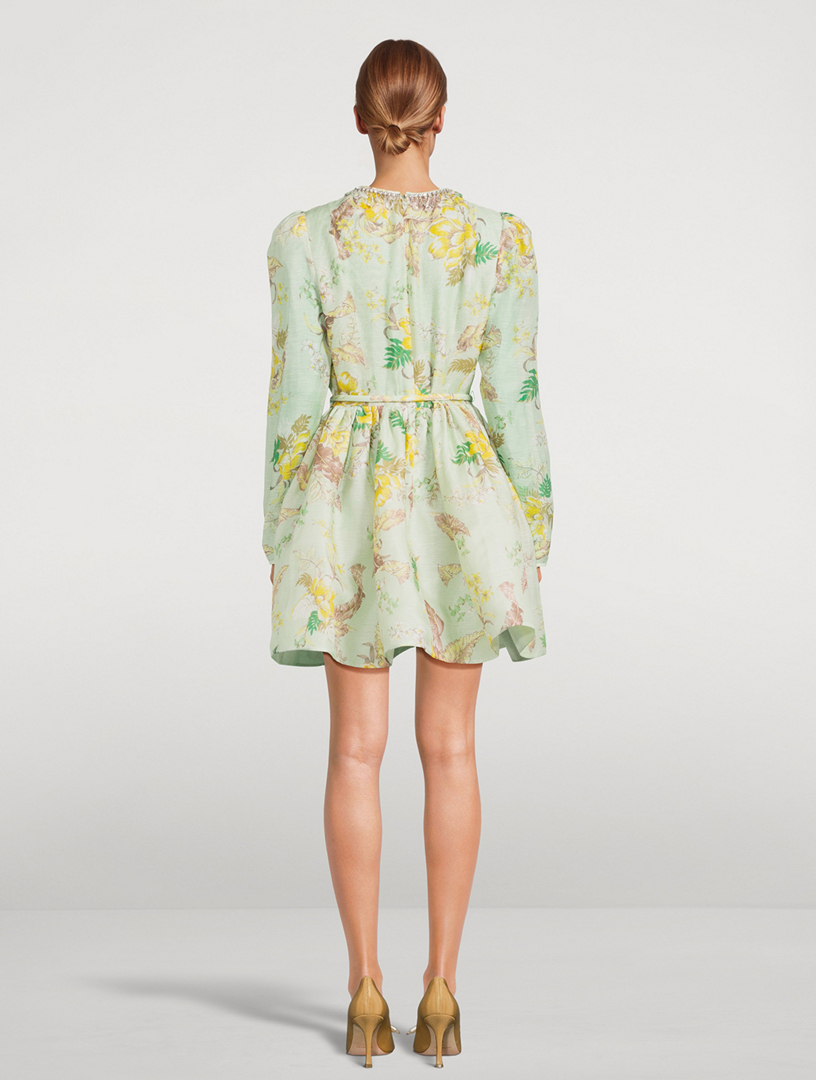 ZIMMERMANN Matchmaker Linen And Silk Mini Dress In Floral