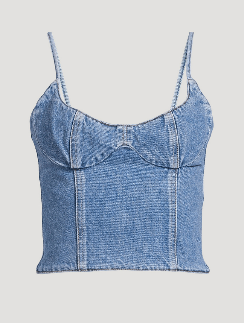 UO Ayla Blue Corset Cropped Top