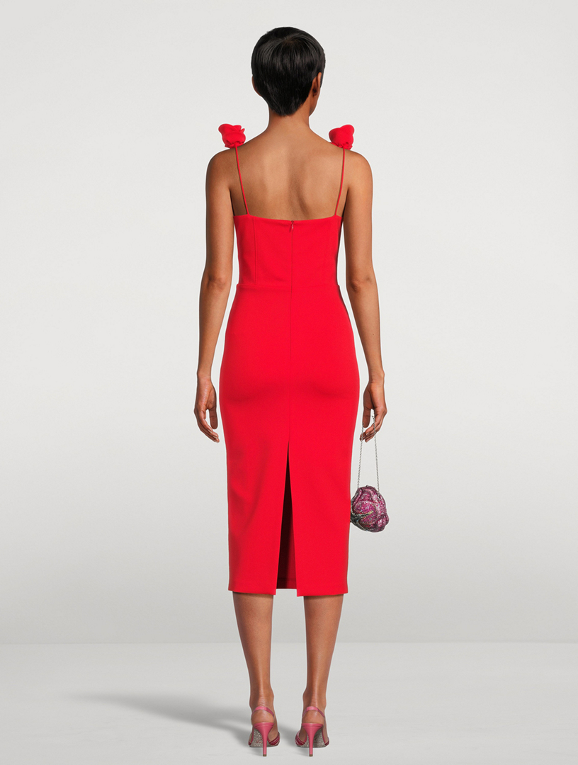 Bustier Midi Dress with Floral Appliqué