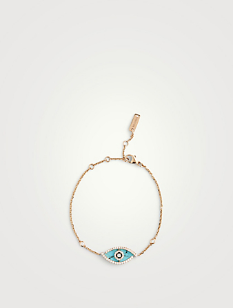 Lucky Eye 18K Rose Gold Bracelet With Turquoise And Diamonds