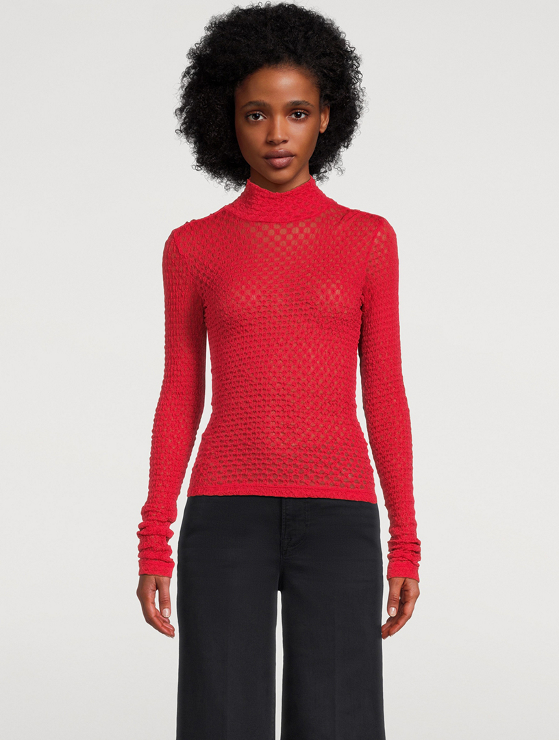 FRAME Mesh Lace Turtleneck Holt Renfrew