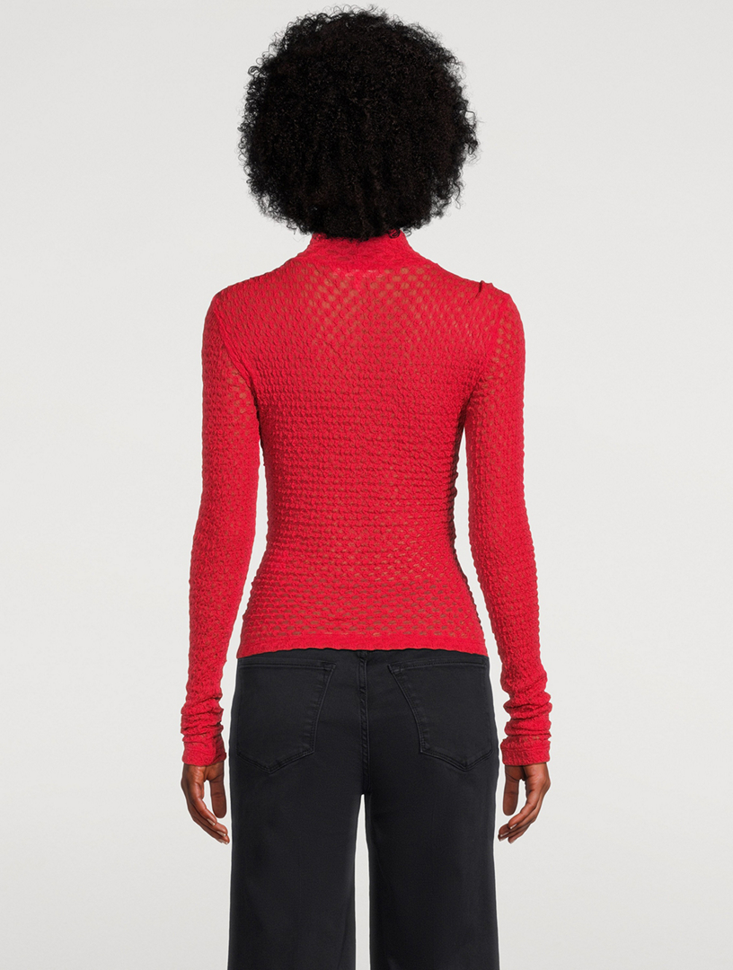 FRAME Mesh Lace Turtleneck