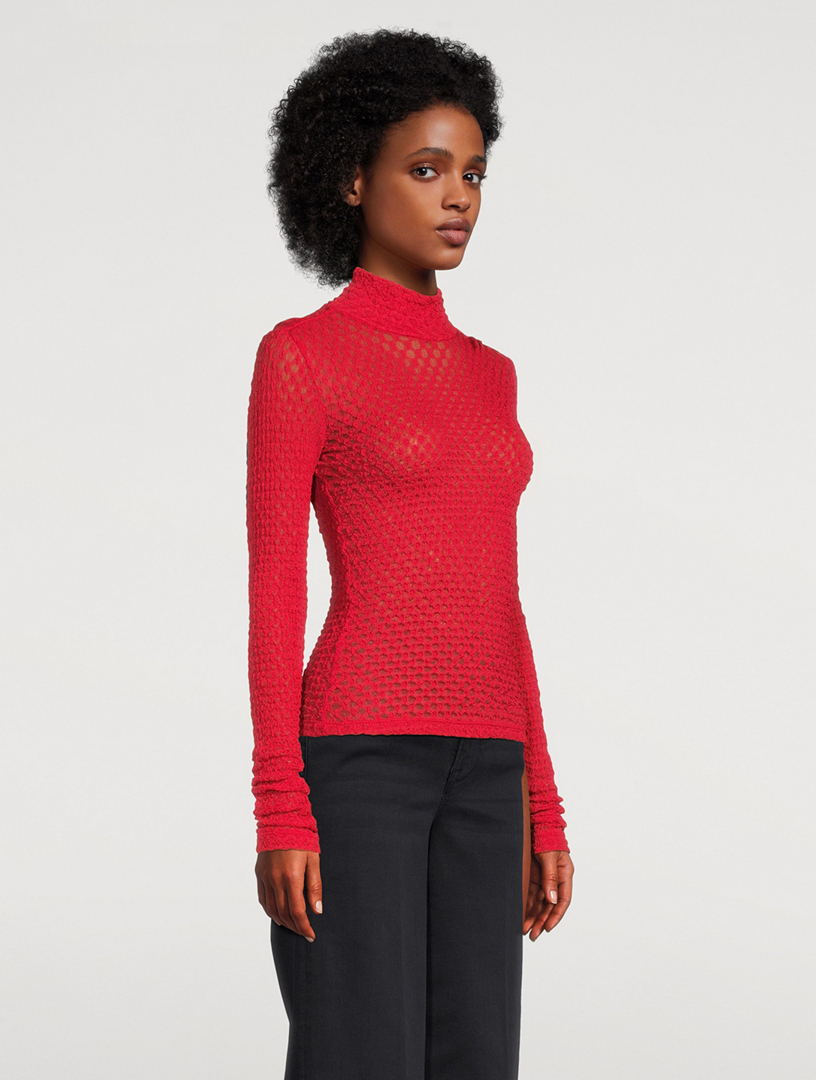 FRAME Mesh Lace Turtleneck Holt Renfrew