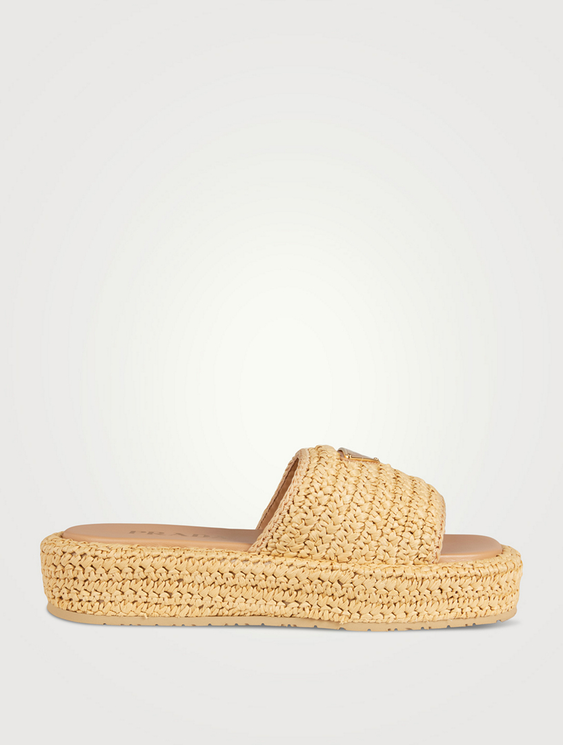 Prada hot sale raffia slides