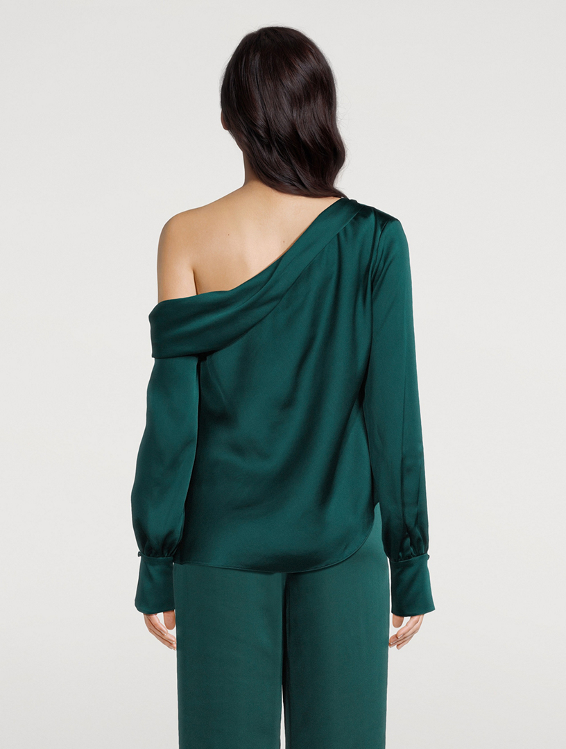 Alice One-Shoulder Satin Blouse