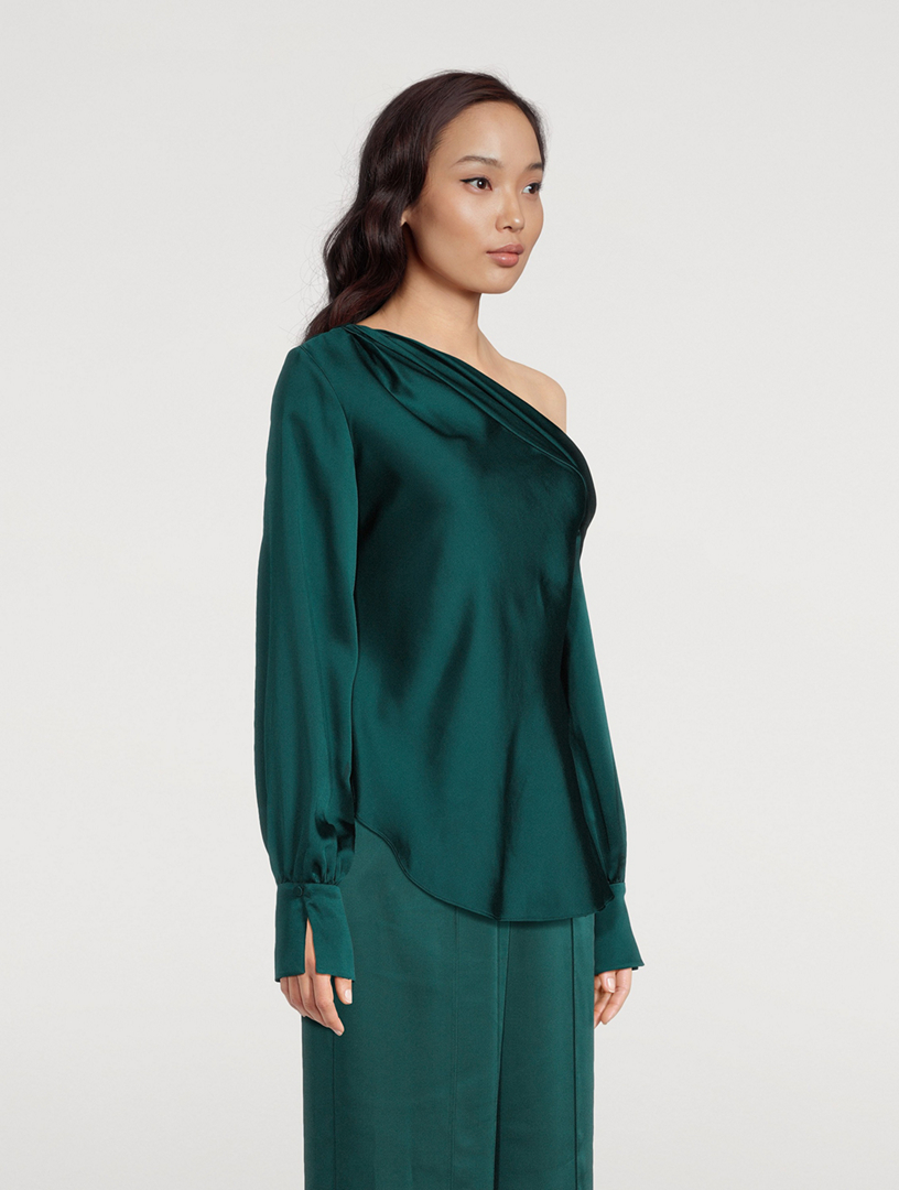 Alice One-Shoulder Satin Blouse