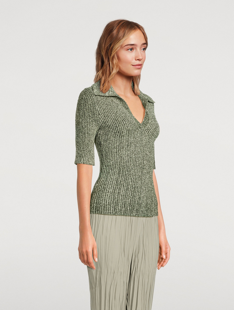 Gracey Metallic Polo Sweater