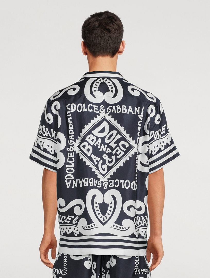 Silk Short-Sleeve Shirt Marina Print
