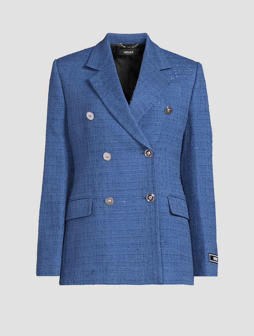 Bouclé Tweed Double-Breasted Blazer