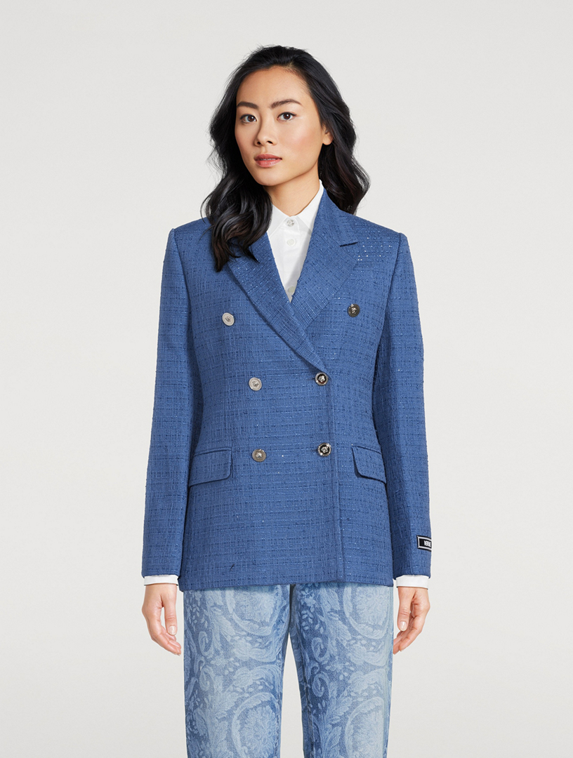 Bouclé Tweed Double-Breasted Blazer