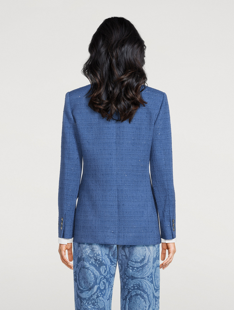 Bouclé Tweed Double-Breasted Blazer