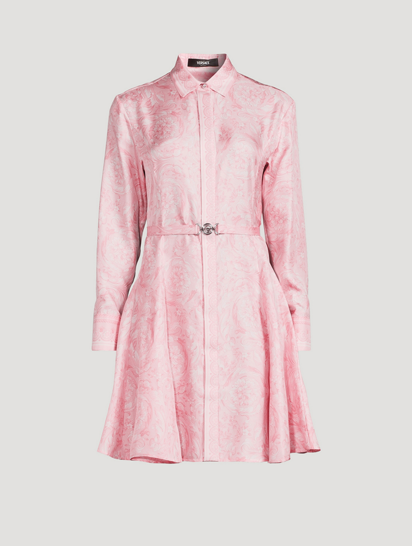 Belted Silk Shirt Dress Barocco Print