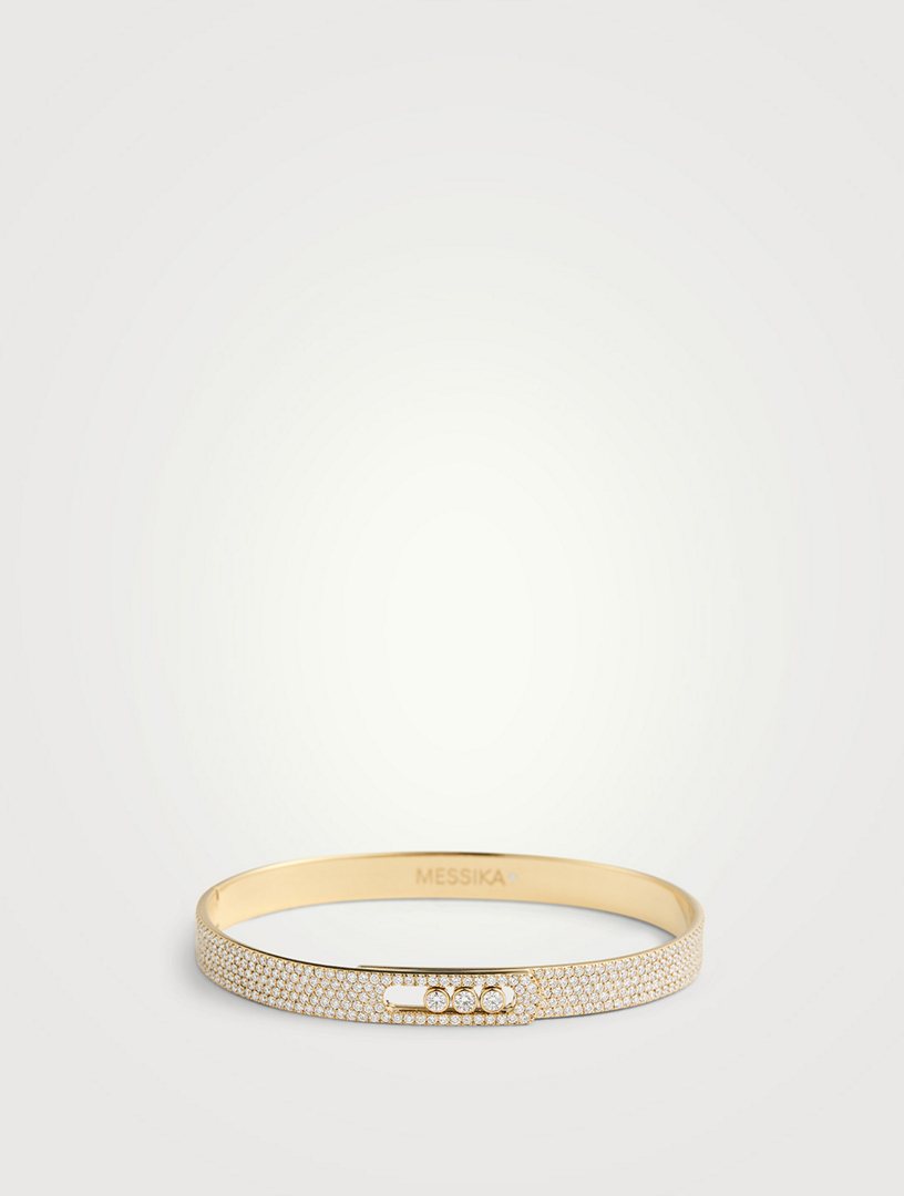 Yellow Gold Diamond Bangle Bracelet Move Noa