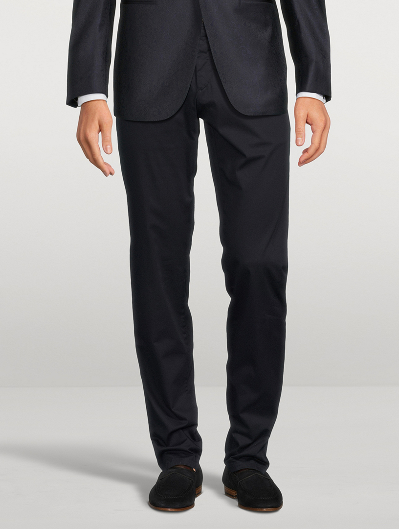 Stretch Cotton Straight-Leg Pants
