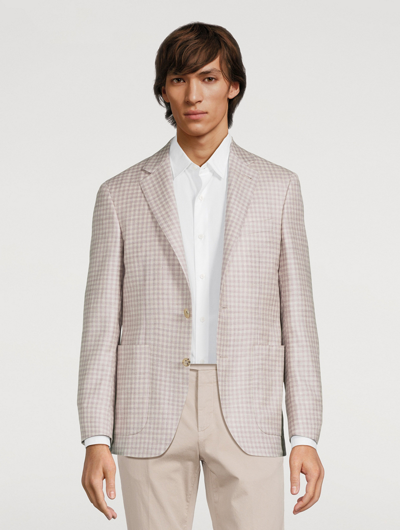 Wool Silk And Linen Gingham Jacket