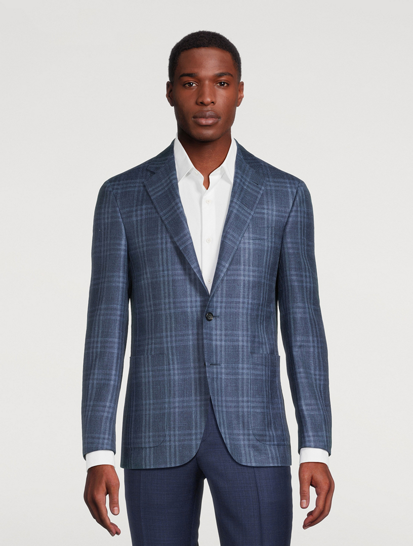 Wool Silk And Linen Jacket Check Print