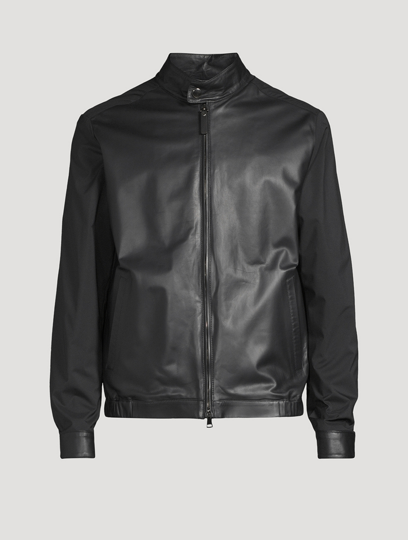 Leather And Tech Fabric Blouson Jacket