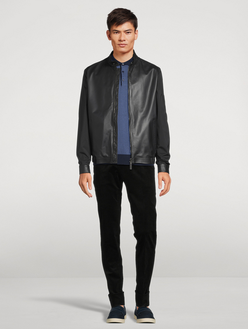 Leather And Tech Fabric Blouson Jacket