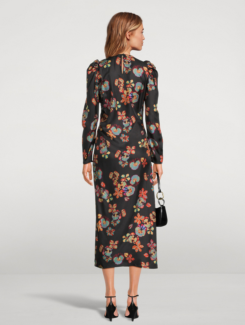 Amalie Silk Midi Dress Floral Print
