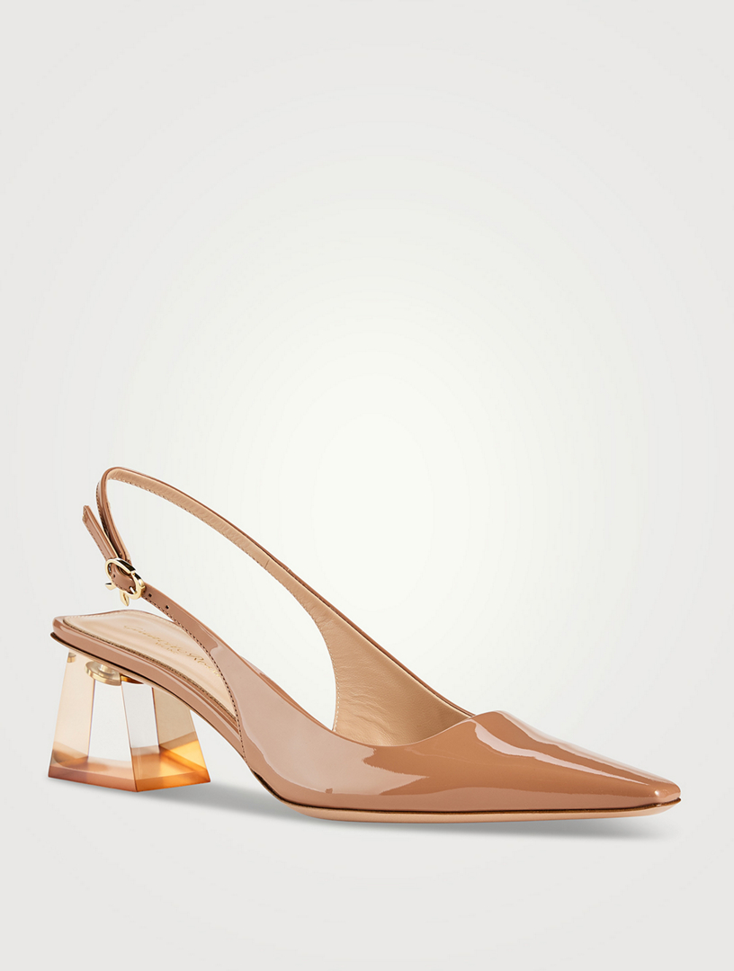 Plexi Patent Slingback Pumps