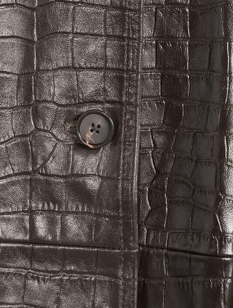 TOTEME Croc-Embossed Leather Midi Coat | Holt Renfrew