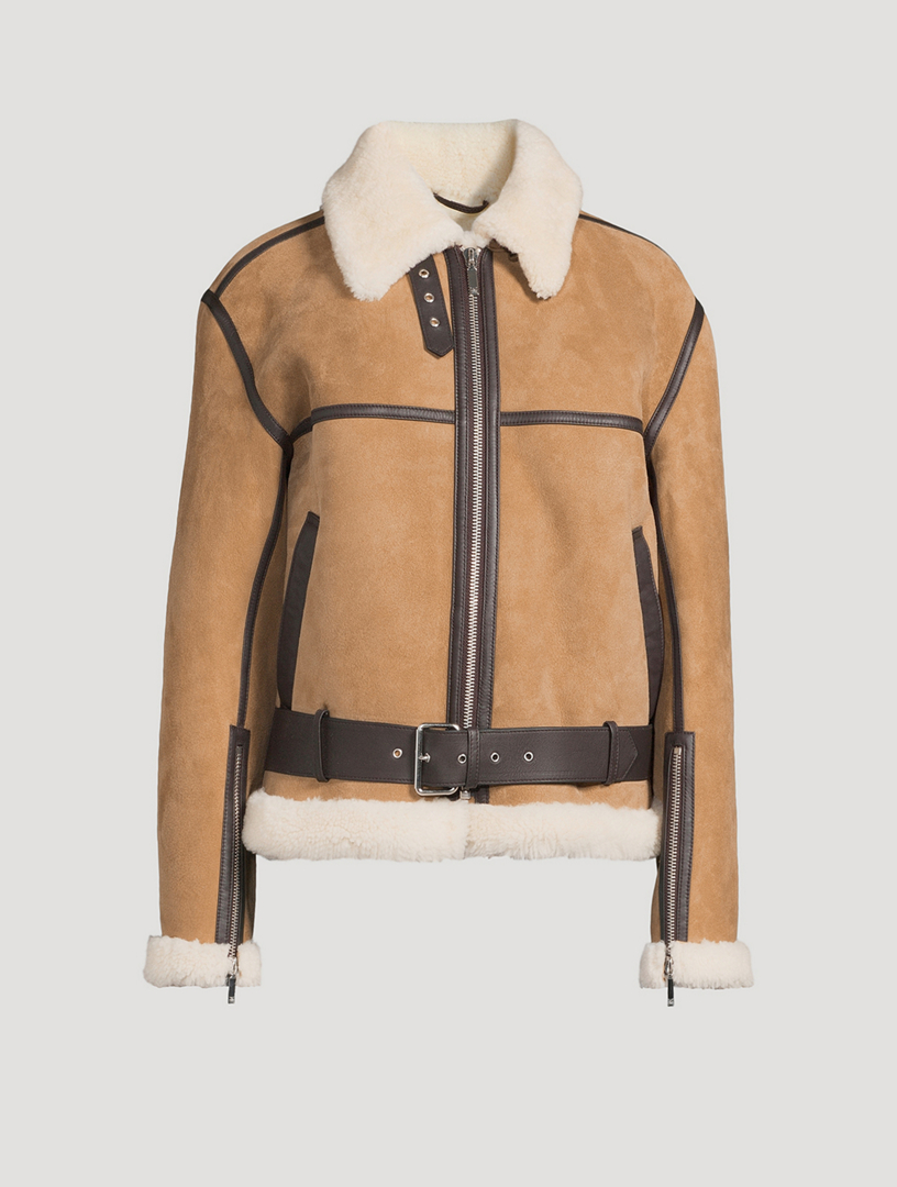 Shearling jacket sale suede