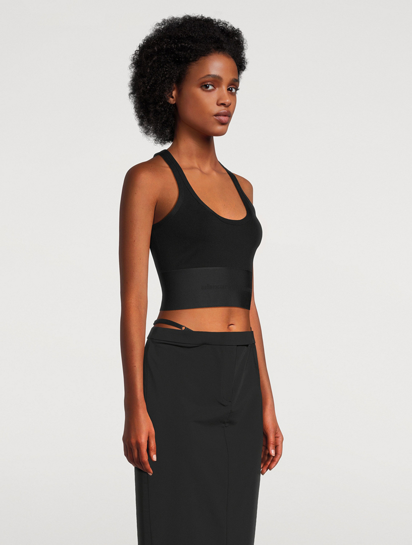 alexanderwang LOGO ELASTIC BRA IN RIBBED JERSEY BLACK - alexanderwang® TW