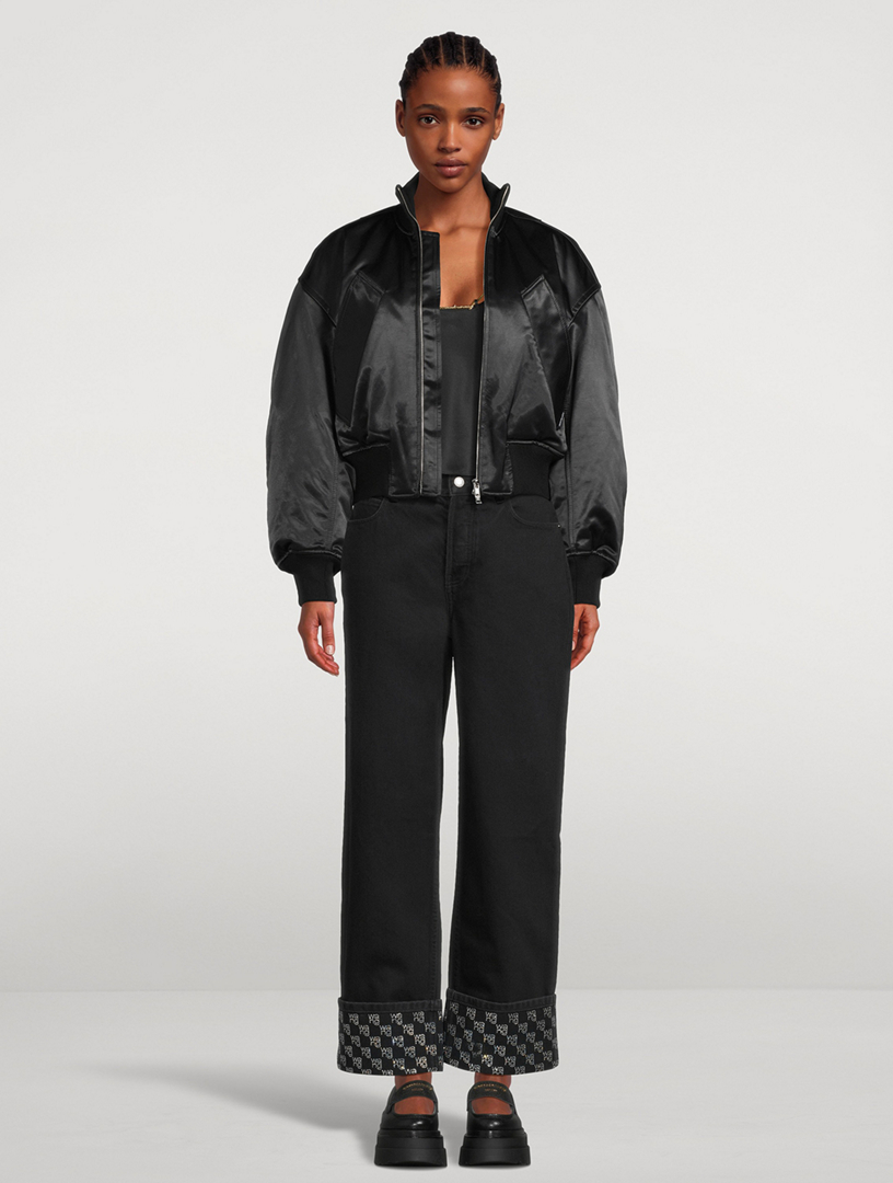 ALEXANDER WANG Cropped Satin Bomber Jacket Holt Renfrew