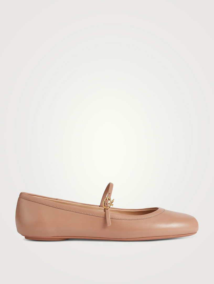 GIANVITO ROSSI Carla Leather Mary Jane Ballet Flats | Holt Renfrew