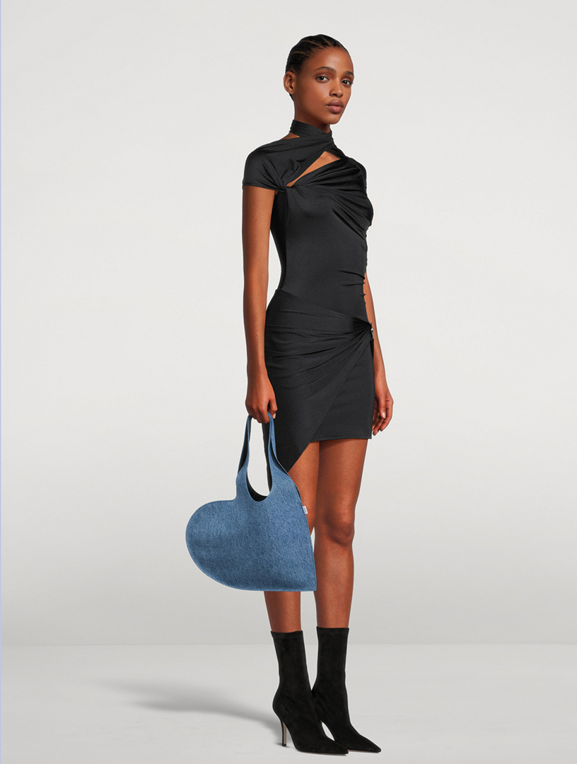 BLACKPINK ジェニー着用 COPERNI DENIM HEART TOTE BAG Heart Mini denim tote bag in blue - Coperni | Mytheresa