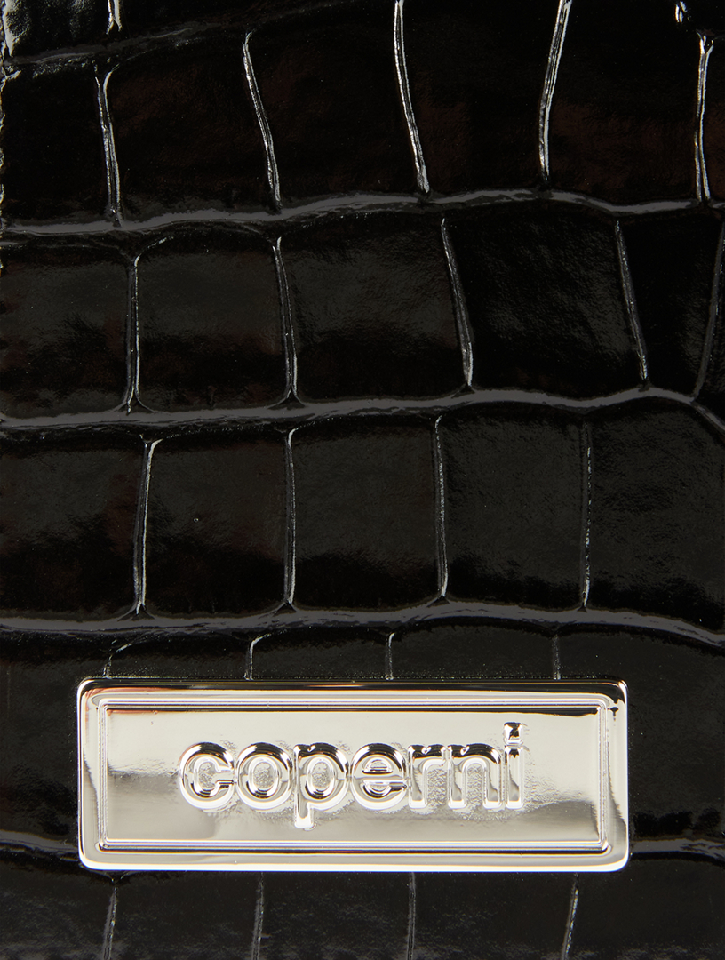 Mini Folder Croc-Embossed Leather Shoulder Bag