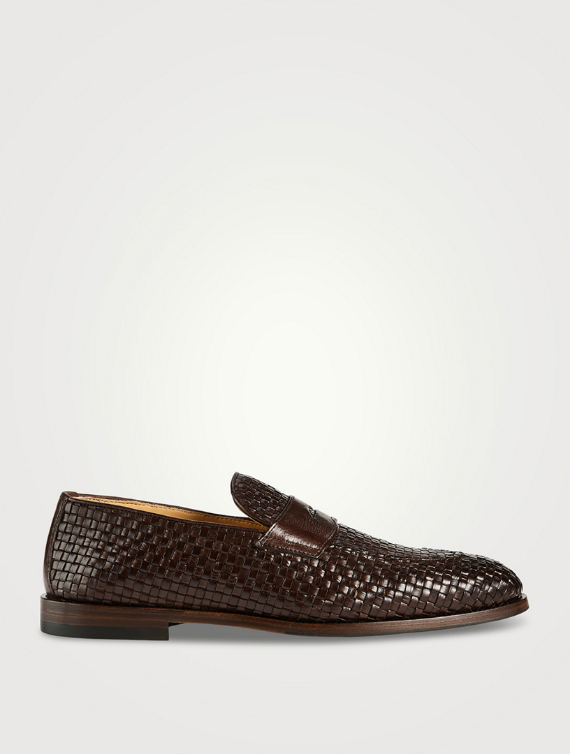 Woven Leather Penny Loafers