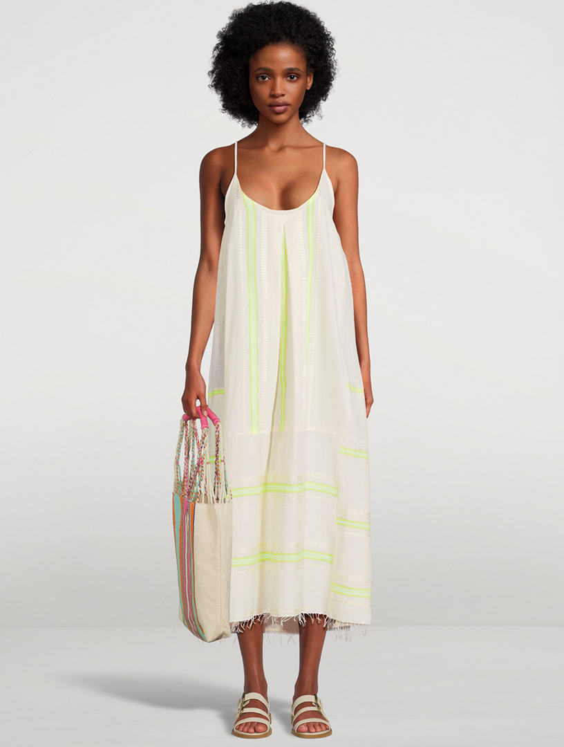 Slip Dress Lemlem Clothing LEMLEM Nia Pleated Color-block Cotton