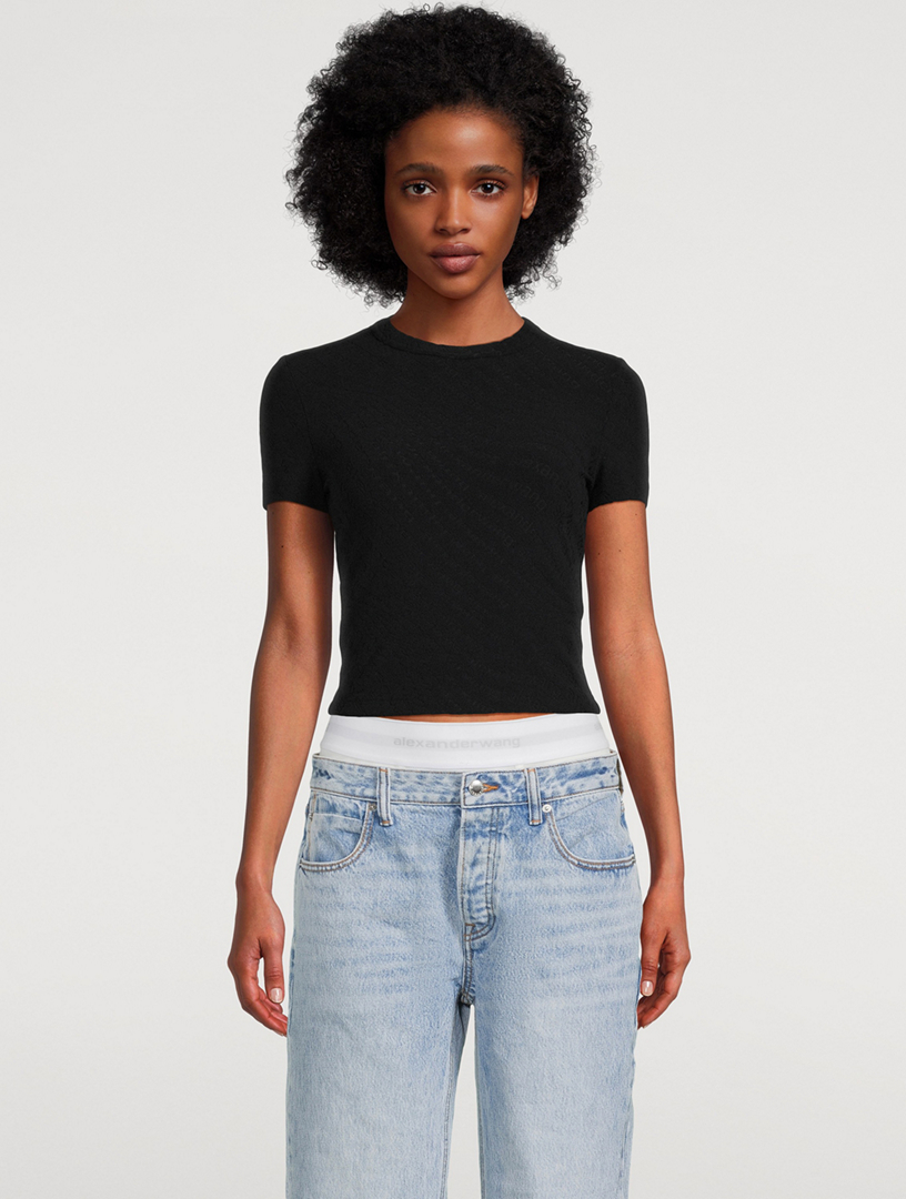 Tシャツ・カットソー Alexander Wang Cropped crew neck t-shirt (1KC3251030 011) ALEXANDERWANG.T for Women | Designers | Holt Renfrew