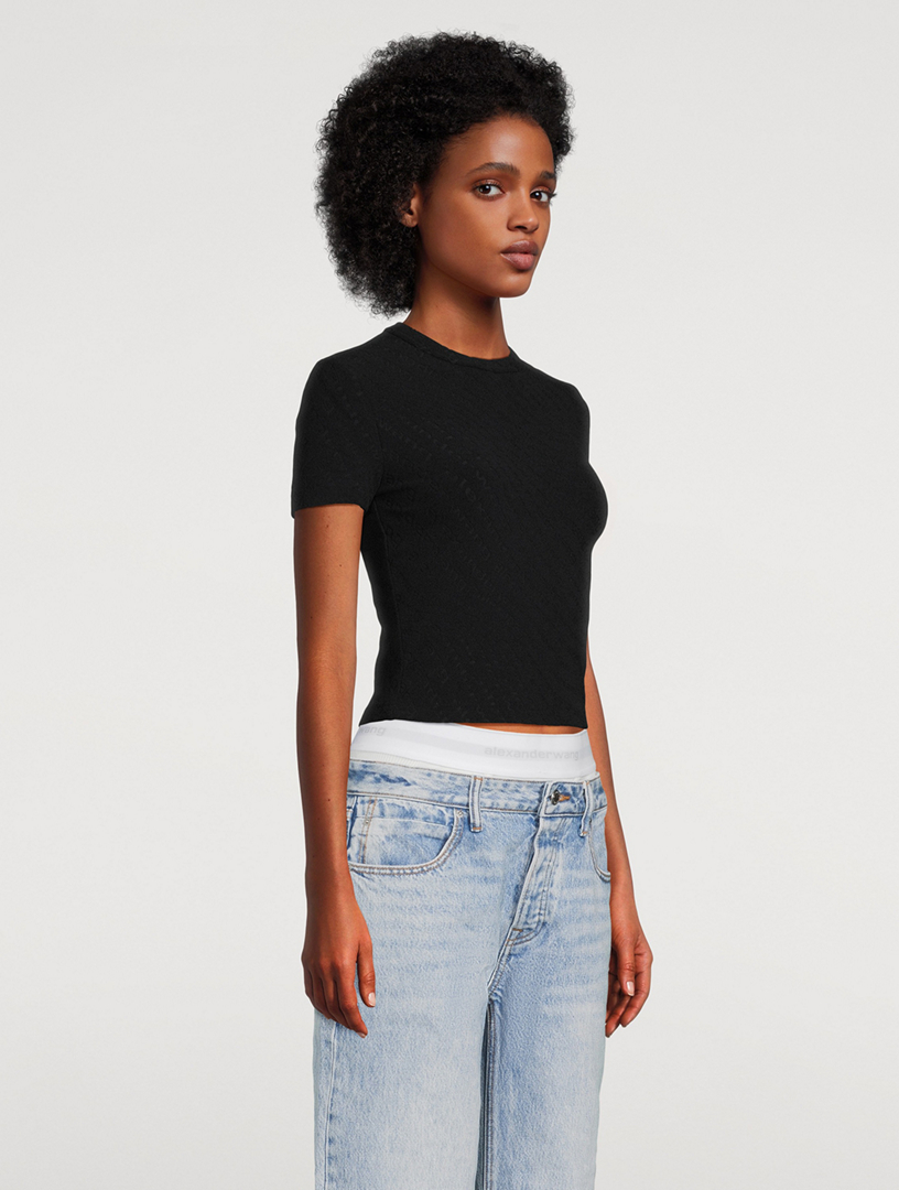 Tシャツ・カットソー ALEXANDER WANG T-SHIRT CROPPED IN SPUGNA JACQUARD m_5001013105_07?$Thumbnail$