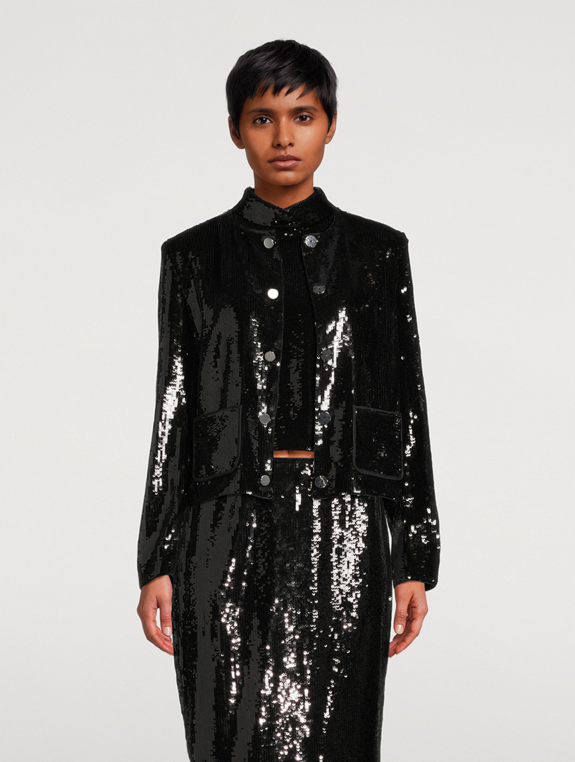 Sequin cropped clearance jacket