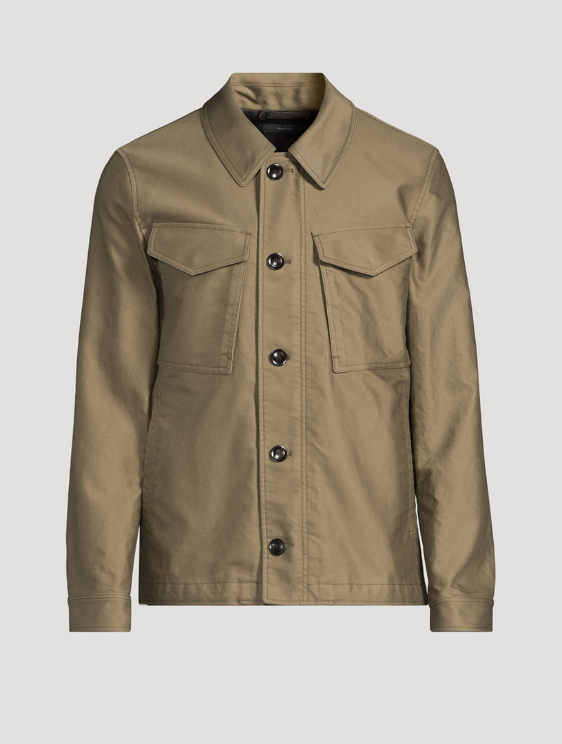 Navy Chest pocket cotton-blend twill jacket, Tom Ford