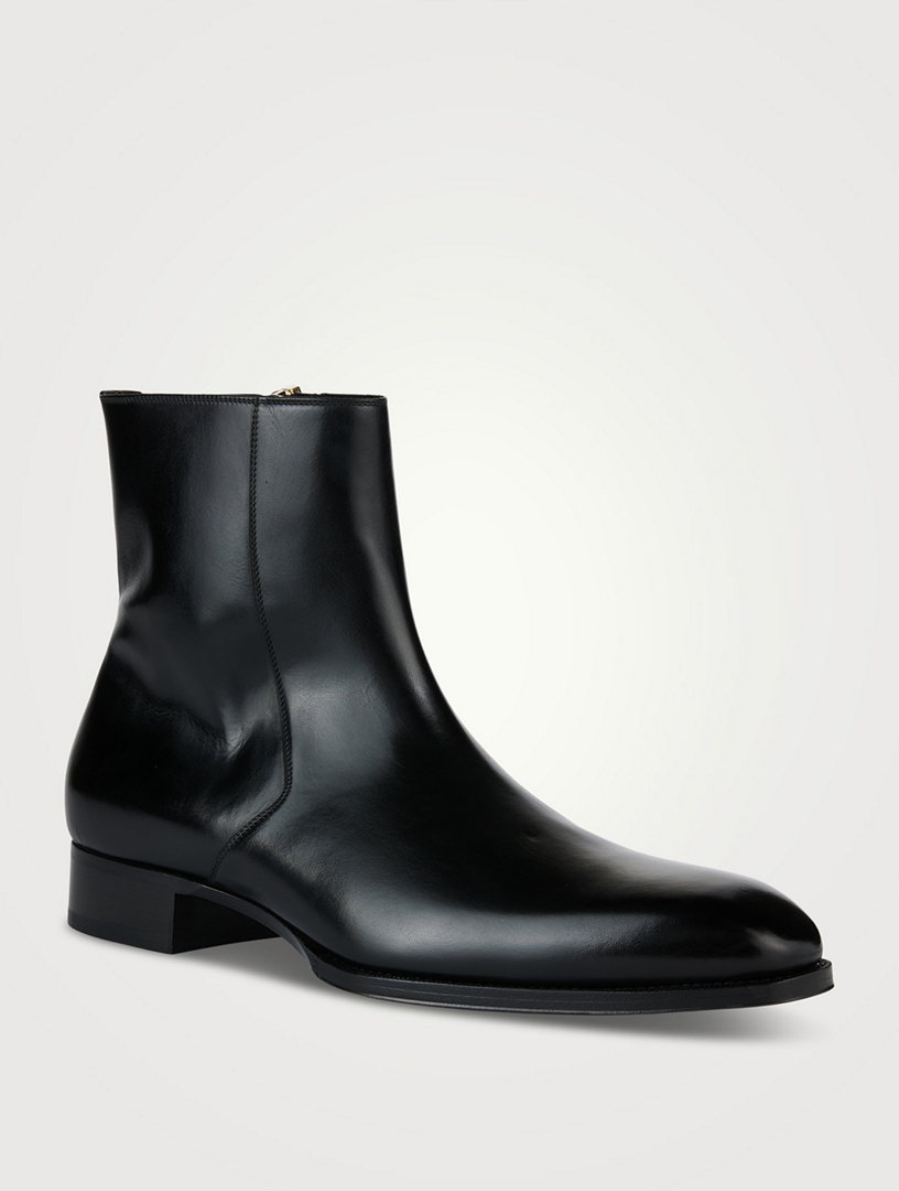 Elkan Leather Classic Zip Ankle Boots