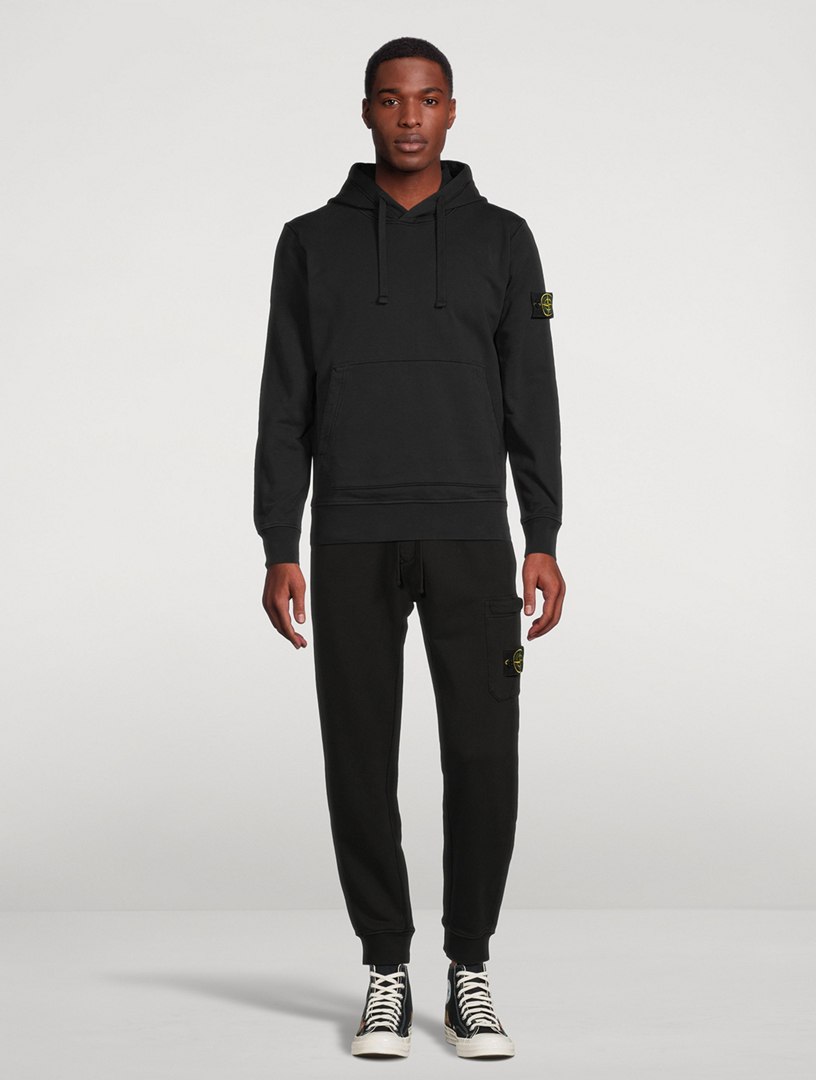 Black stone island zip hoodie hotsell