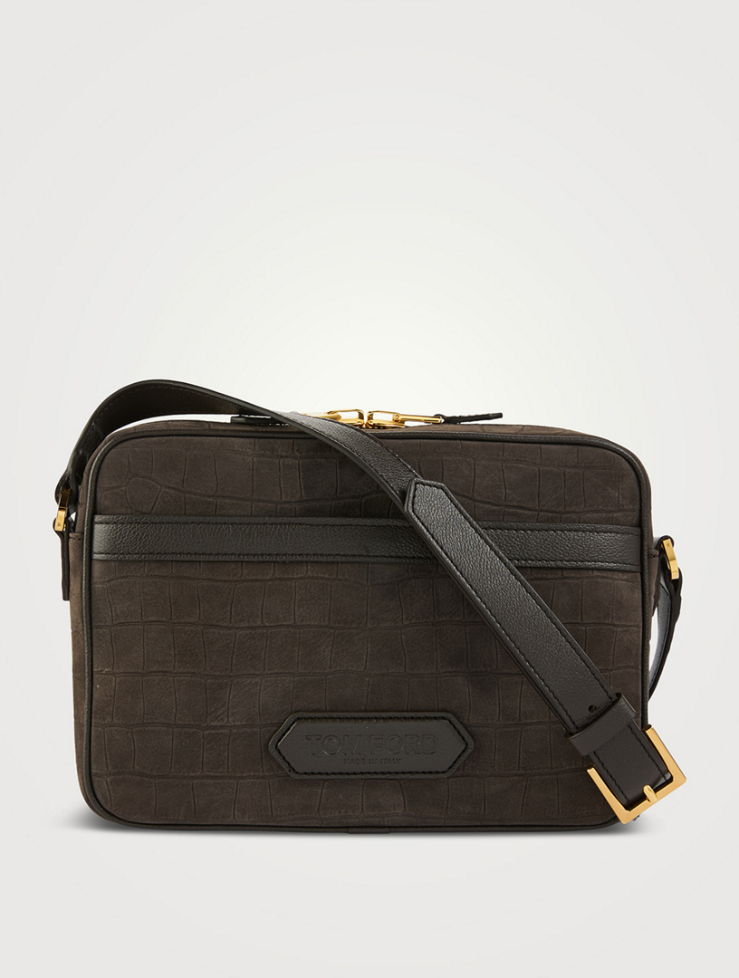 TOM FORD Suede Croc Stamped Messenger Bag | Holt Renfrew